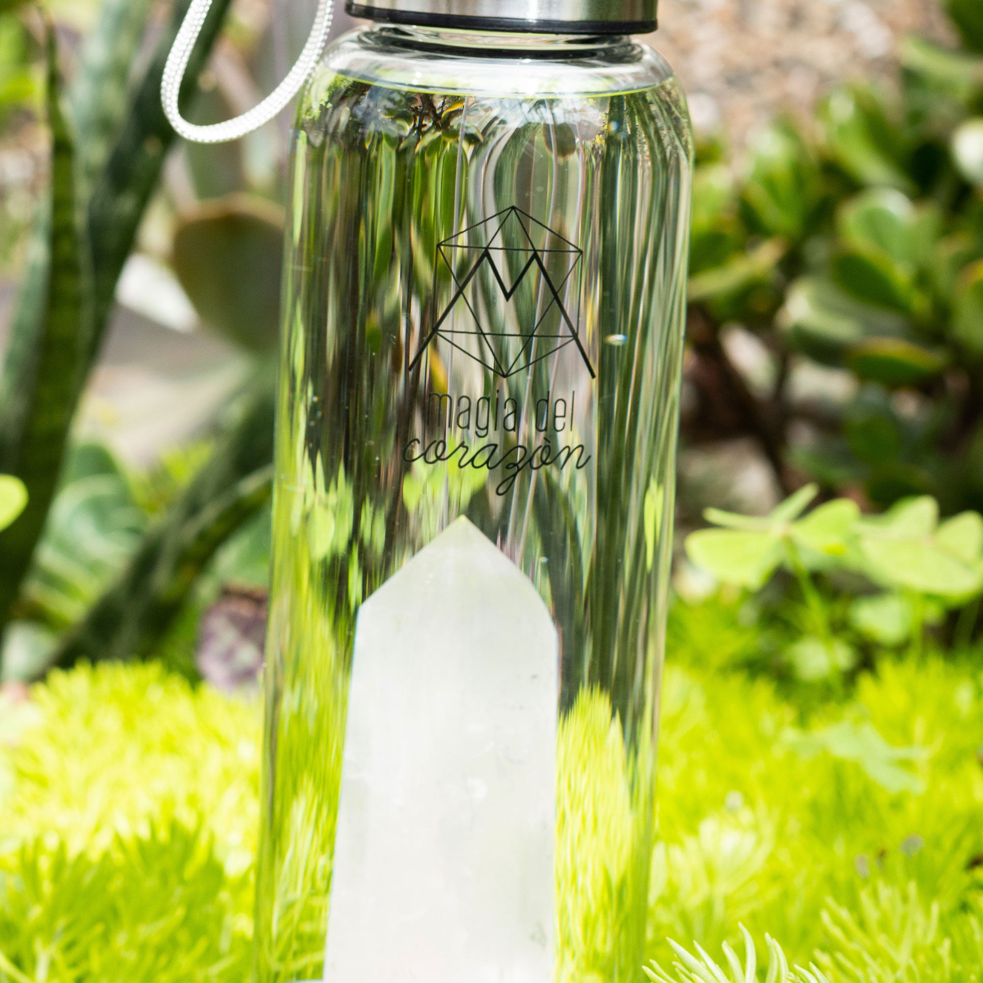 Botella para Agua con Cuarzo Cristal – Magia del Corazón