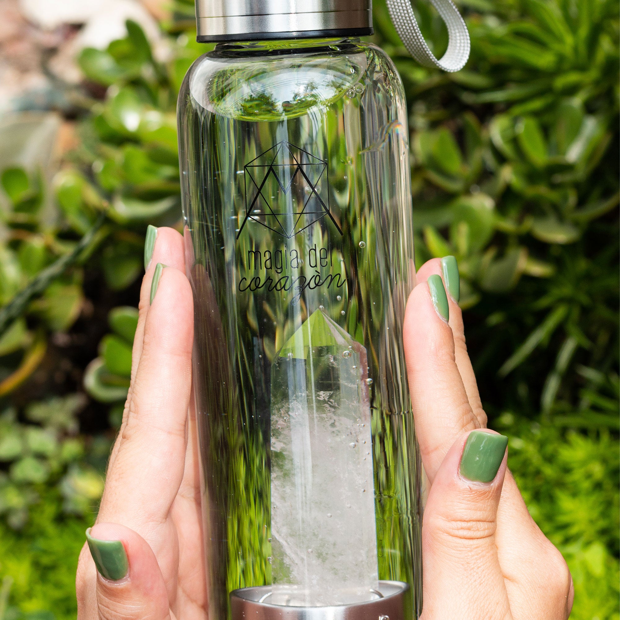 Botella para Agua con Cuarzo Cristal – Magia del Corazón